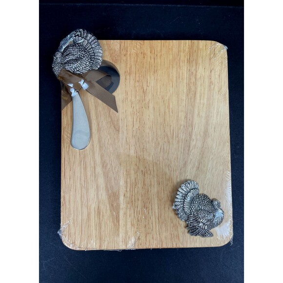 NEW Wood Cheese Board & Spreader Turkey The Home Collection Holiday Thanksgiving - Picture 1 of 6